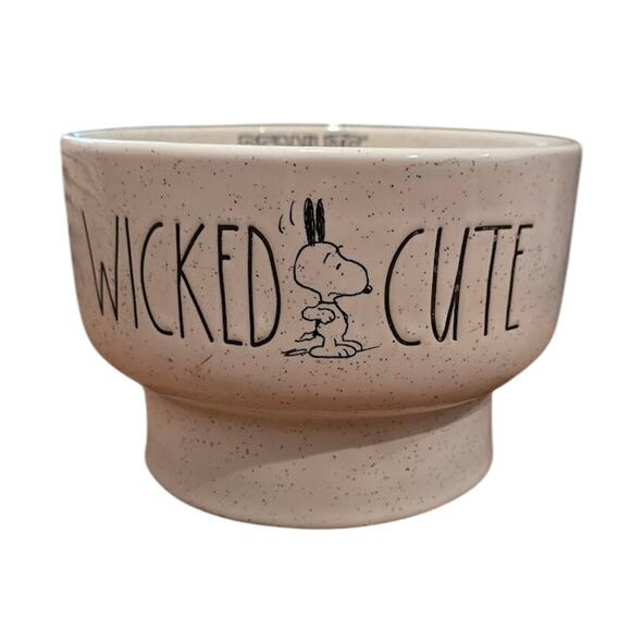 Rae Dunn x Peanuts “Wicked Cute” Ceramic Pedestal Dog Bowl – NEW - Picture 1 of 3